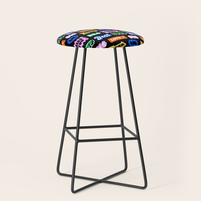 Fun retro quote sticker pattern Stool Gallery Image 1