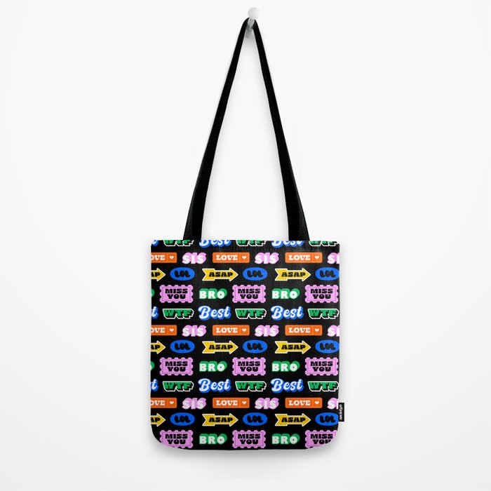 Fun retro quote sticker pattern Tote Bag Gallery Image 2