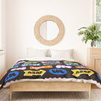 Fun retro quote sticker pattern Duvet Cover Gallery Image 3