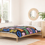 Fun retro quote sticker pattern Duvet Cover Gallery Image 2