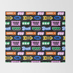 Fun retro quote sticker pattern Throw Blanket Gallery Image 2