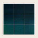 Navy blue teal hand painted watercolor paint ombre Wood Wall Art Gallery Image 1