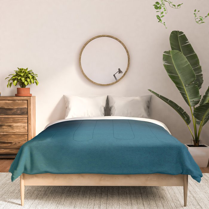 Navy blue teal hand painted watercolor paint ombre Comforter Gallery Image 3