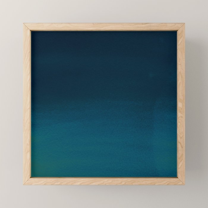 Navy blue teal hand painted watercolor paint ombre Mini Art Print Gallery Image 1
