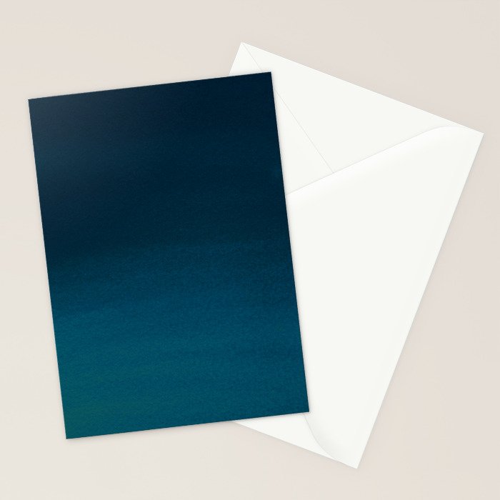 Navy blue teal hand painted watercolor paint ombre Stationery Card Gallery Image 2