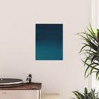 Navy blue teal hand painted watercolor paint ombre Poster Gallery Image 2
