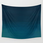 Navy blue teal hand painted watercolor paint ombre Wall Tapestry Gallery Image 4
