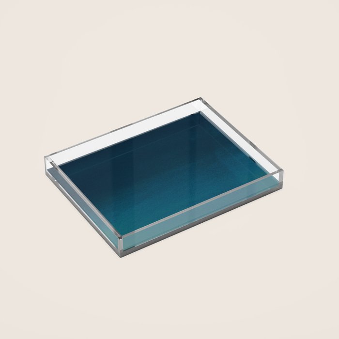 Navy blue teal hand painted watercolor paint ombre Acrylic Tray Gallery Image 2