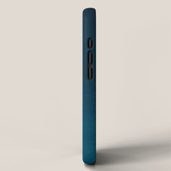 Navy blue teal hand painted watercolor paint ombre iPhone Case Gallery Image 2