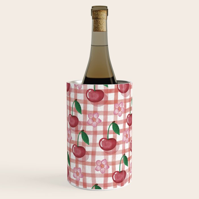 Watercolor Cherry Blossom Picnic Pattern Wine Chiller Gallery Image 3