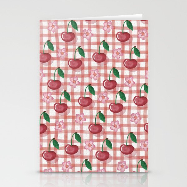 Watercolor Cherry Blossom Picnic Pattern Stationery Card Gallery Image 2