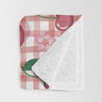 Watercolor Cherry Blossom Picnic Pattern Throw Blanket Gallery Image 3