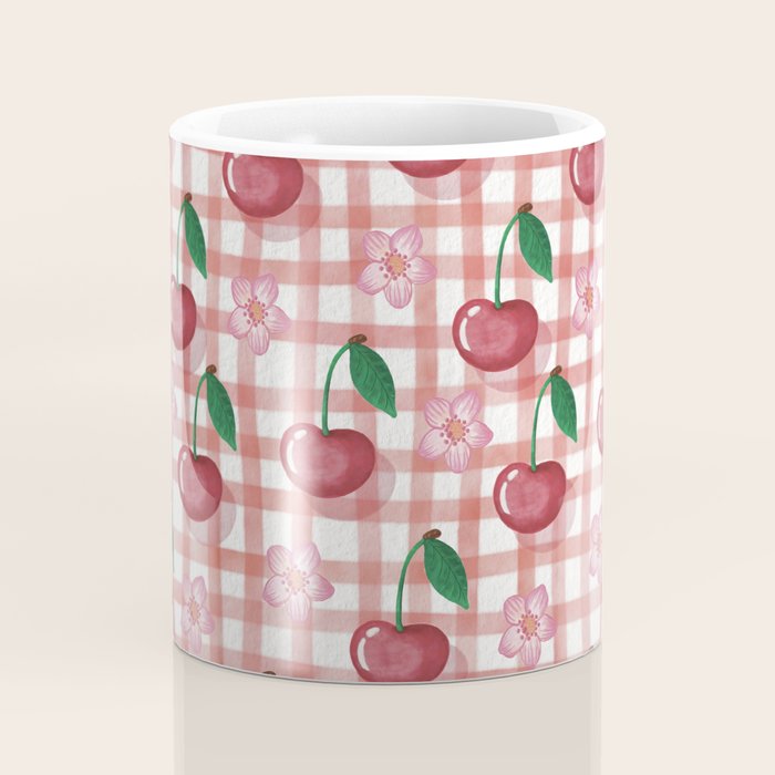 Watercolor Cherry Blossom Picnic Pattern Coffee Mug Gallery Image 4