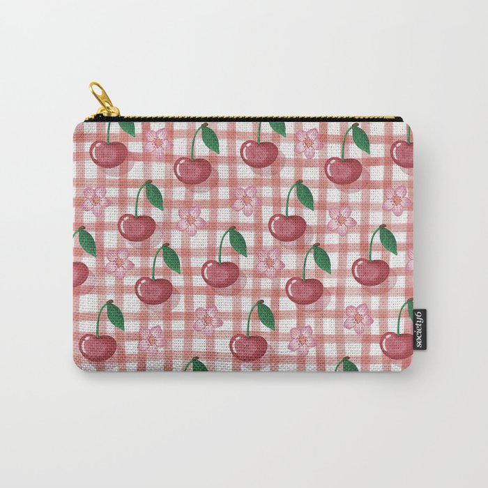 Watercolor Cherry Blossom Picnic Pattern Carry All Pouch Gallery Image 1