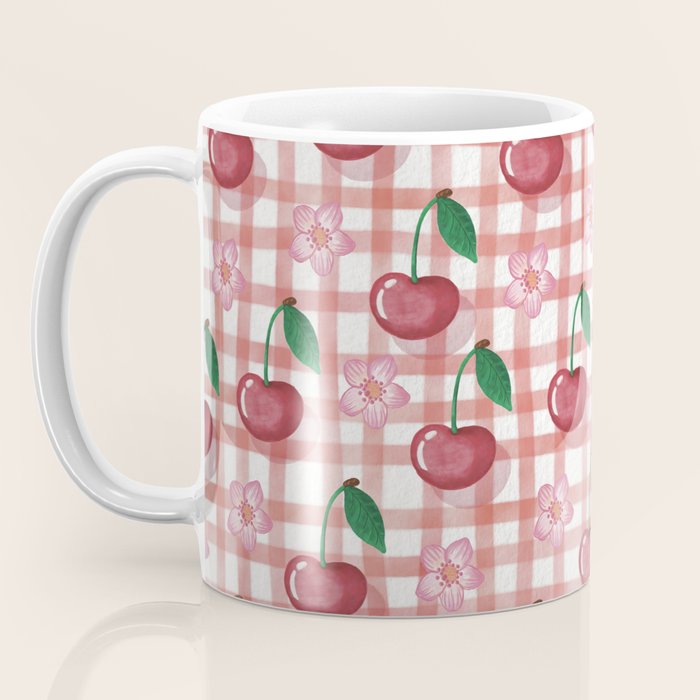 Watercolor Cherry Blossom Picnic Pattern Coffee Mug Gallery Image 3