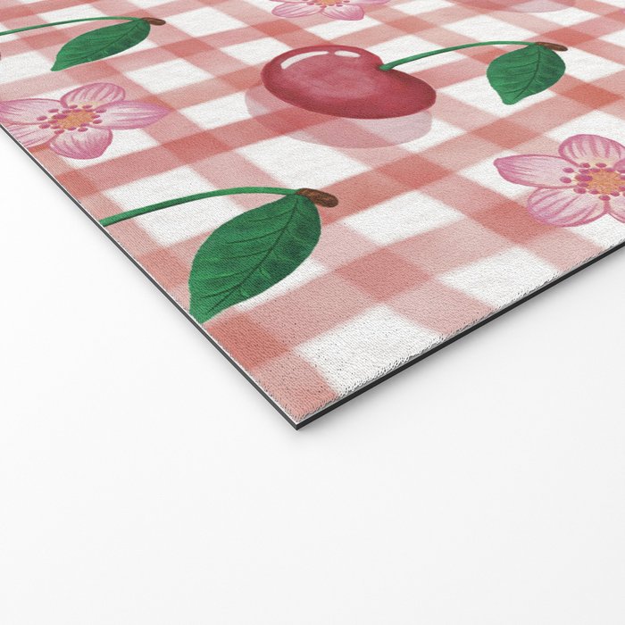 Watercolor Cherry Blossom Picnic Pattern Welcome Mat Gallery Image 2