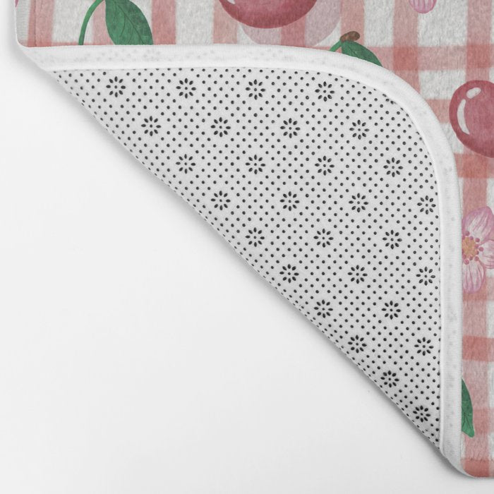 Watercolor Cherry Blossom Picnic Pattern Bath Mat Gallery Image 2