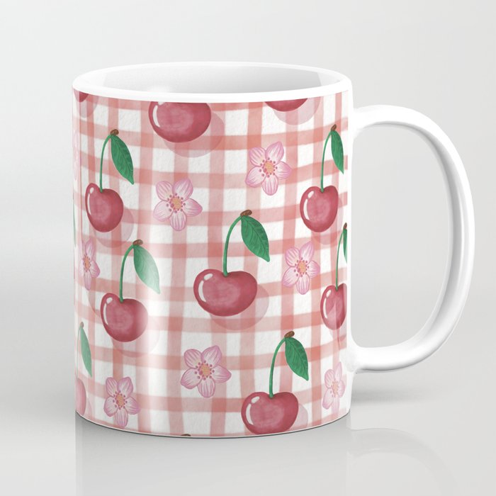 Watercolor Cherry Blossom Picnic Pattern Coffee Mug Gallery Image 1