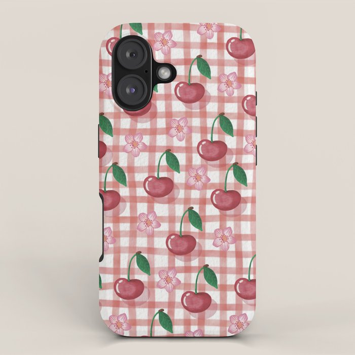 Watercolor Cherry Blossom Picnic Pattern iPhone Case Gallery Image 1