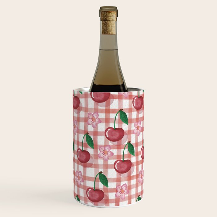 Watercolor Cherry Blossom Picnic Pattern Wine Chiller Gallery Image 2