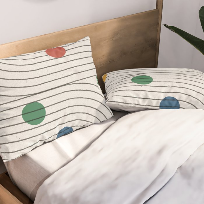 Modern Colorful Retro Dots Pillow Sham Gallery Image 2