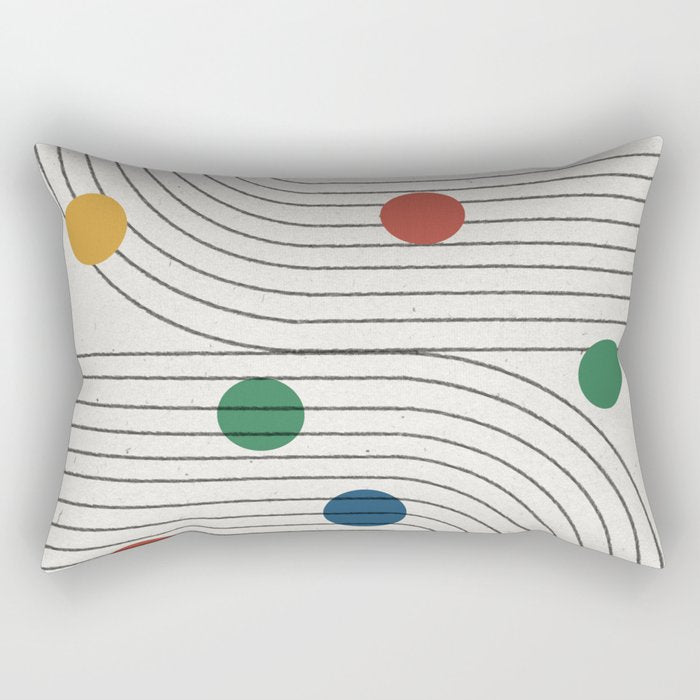 Modern Colorful Retro Dots Rectangular Pillow Gallery Image 1