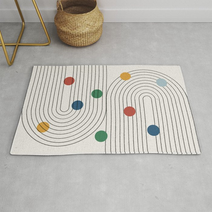 Modern Colorful Retro Dots Rug Gallery Image 1