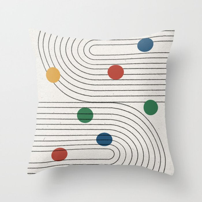 Modern Colorful Retro Dots Throw Pillow Gallery Image 6