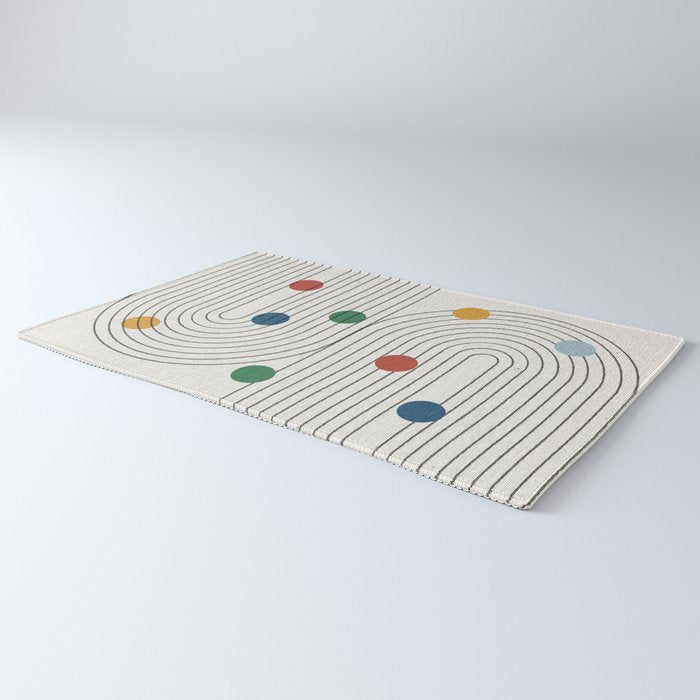 Modern Colorful Retro Dots Rug Gallery Image 3