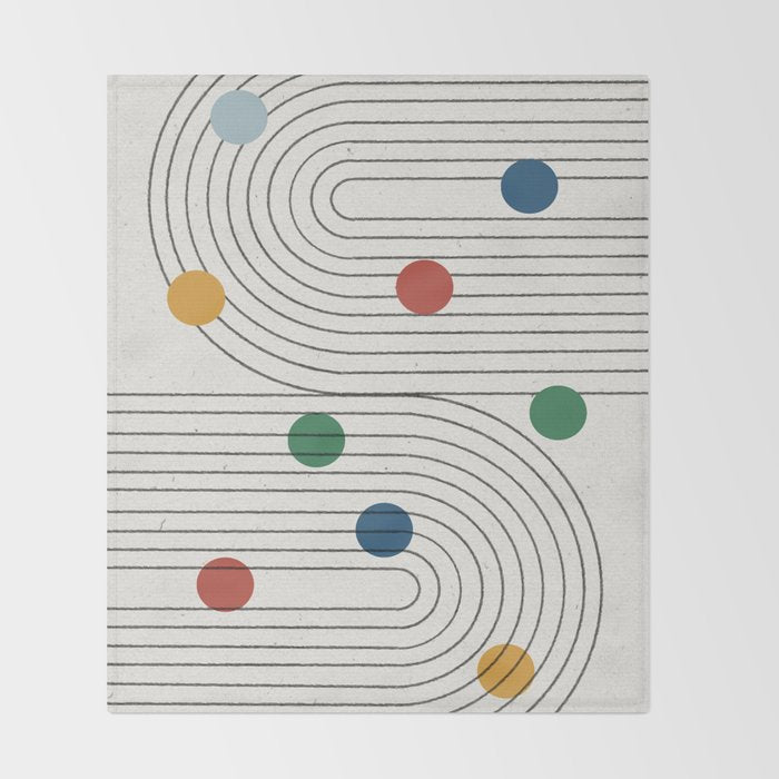 Modern Colorful Retro Dots Throw Blanket Gallery Image 2
