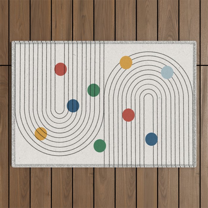 Modern Colorful Retro Dots Outdoor Rug Gallery Image 1