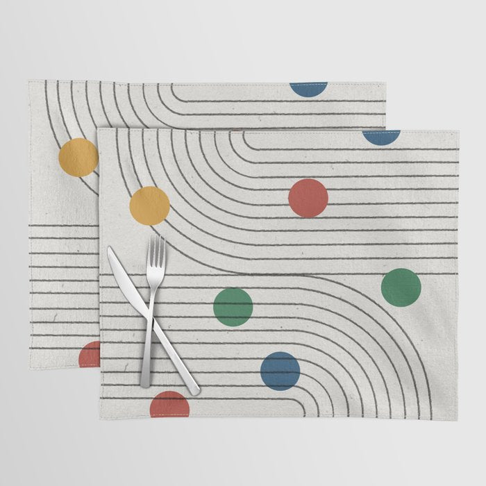 Modern Colorful Retro Dots Placemat Gallery Image 1