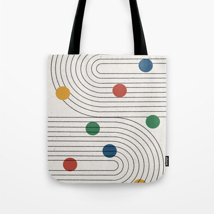 Modern Colorful Retro Dots Tote Bag Gallery Image 1