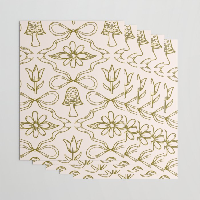 Spring Toile Print in Green Wrapping Paper Gallery Image 3