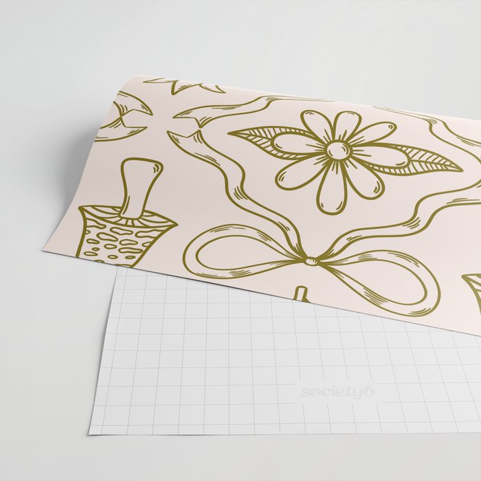 Spring Toile Print in Green Wrapping Paper Gallery Image 2