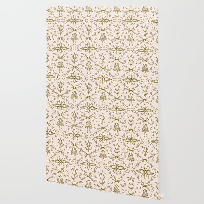 Spring Toile Print in Green Wallpaper Gallery Image 2