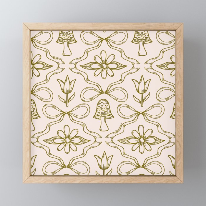 Spring Toile Print in Green Mini Art Print Gallery Image 1