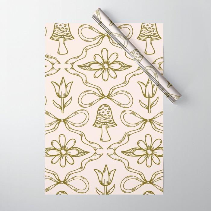 Spring Toile Print in Green Wrapping Paper Gallery Image 1