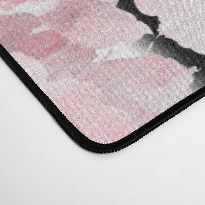 Vintage blush pink floral black white stripes Desk Mat Gallery Image 4