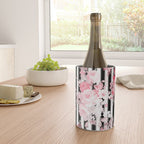 Vintage blush pink floral black white stripes Wine Chiller Gallery Image 4