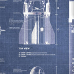 NASA SpaceX Crew Dragon Spacecraft & Falcon 9 Rocket Blueprint in High Resolution (dark blue) Coffee Mug Gallery Image 2