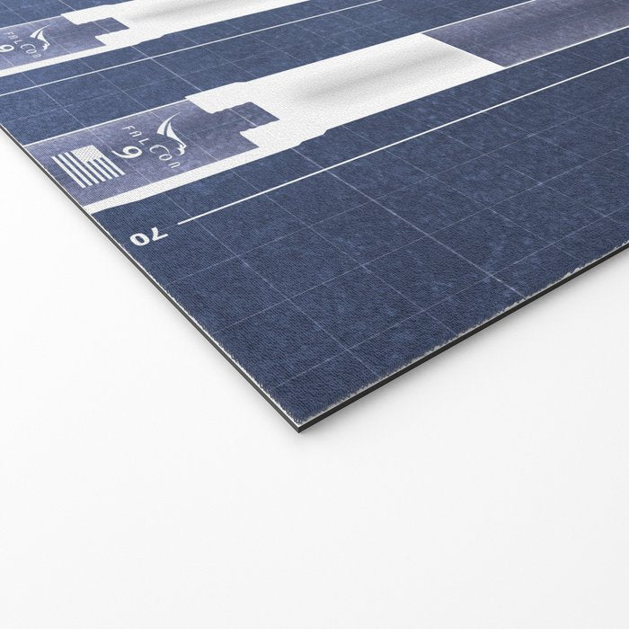 NASA SpaceX Crew Dragon Spacecraft & Falcon 9 Rocket Blueprint in High Resolution (dark blue) Welcome Mat Gallery Image 2