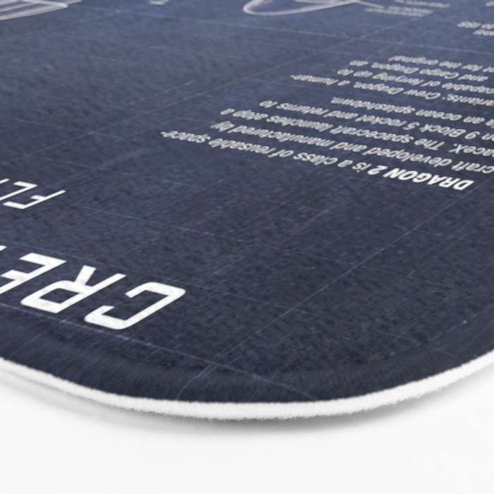 NASA SpaceX Crew Dragon Spacecraft & Falcon 9 Rocket Blueprint in High Resolution (dark blue) Bath Mat Gallery Image 3