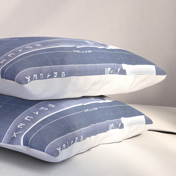 NASA SpaceX Crew Dragon Spacecraft & Falcon 9 Rocket Blueprint in High Resolution (dark blue) Pillow Sham Gallery Image 3