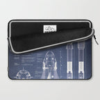 NASA SpaceX Crew Dragon Spacecraft & Falcon 9 Rocket Blueprint in High Resolution (dark blue) Laptop Sleeve Gallery Image 2