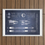 NASA SpaceX Crew Dragon Spacecraft & Falcon 9 Rocket Blueprint in High Resolution (dark blue) Outdoor Rug Gallery Image 1