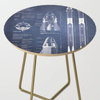 NASA SpaceX Crew Dragon Spacecraft & Falcon 9 Rocket Blueprint in High Resolution (dark blue) Side Table Gallery Image 2