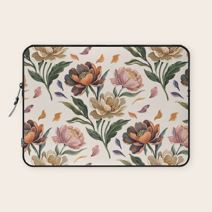 Hand Painted Peony Florals Laptop Sleeve Gallery Image 1