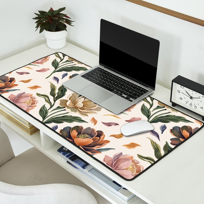 Hand Painted Peony Florals Desk Mat Gallery Image 2