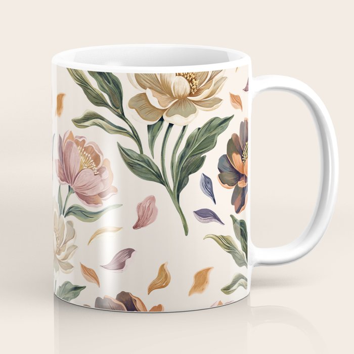 Hand Painted Peony Florals Coffee Mug Gallery Image 1